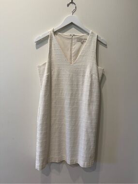 LOFT Cream V-Neck Mini Shift Dress